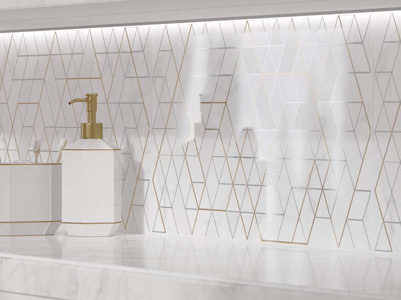 15925 Декор Calacatta Белый шеврон - фото 11