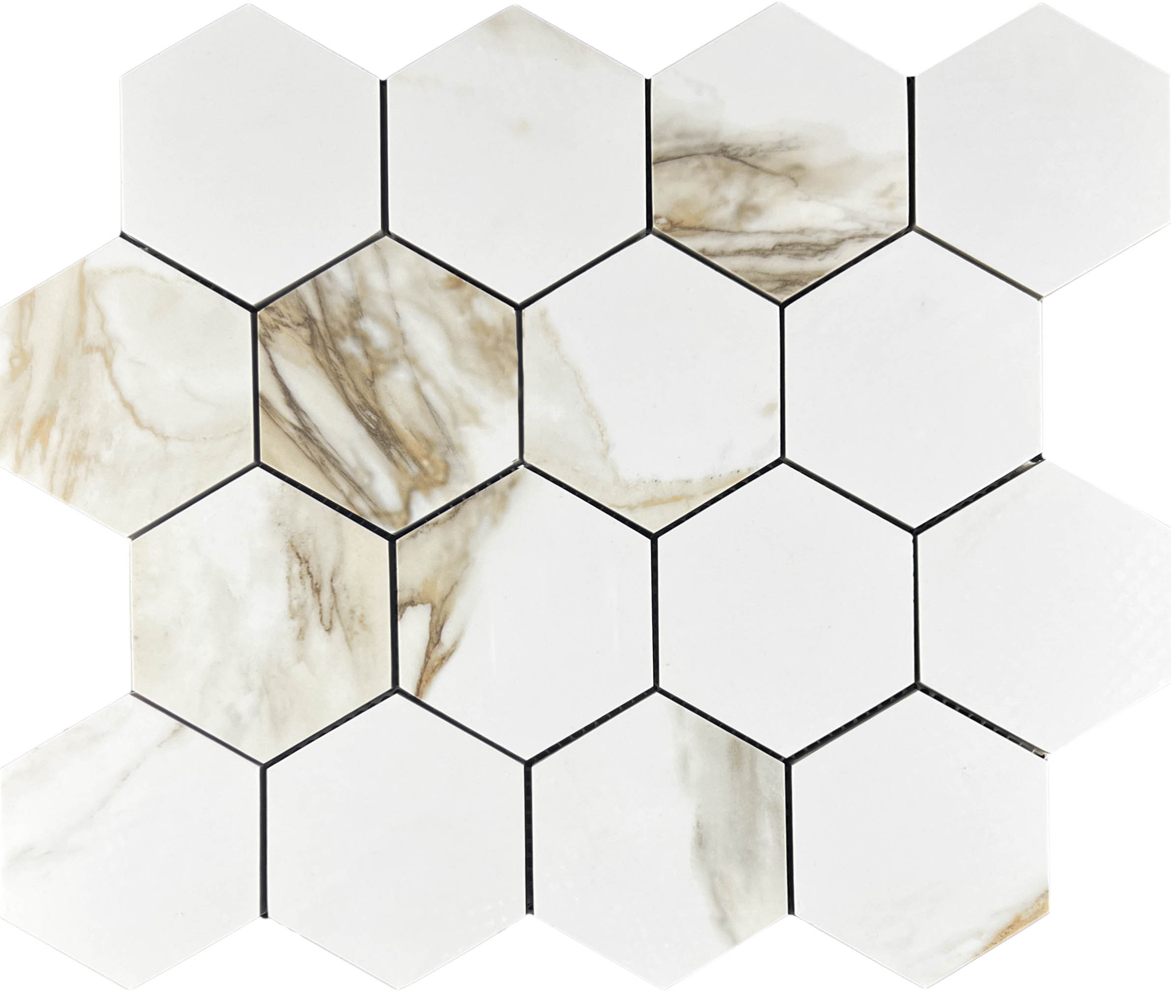 Декор Calacatta Gold Mosaic Paonazzo Hexagone - фото 6