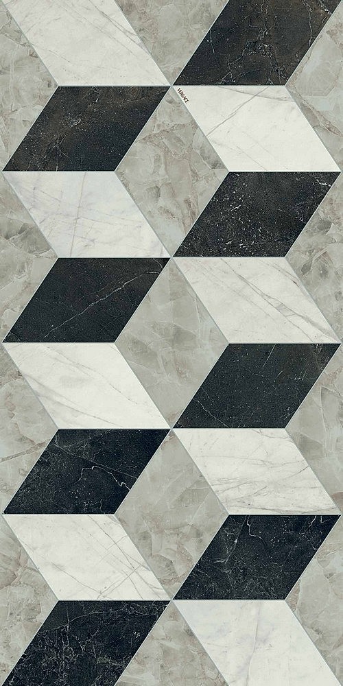 PF60014098 Декор Tarsia Cubical Nero Deco Lux 3D Rett 60x120