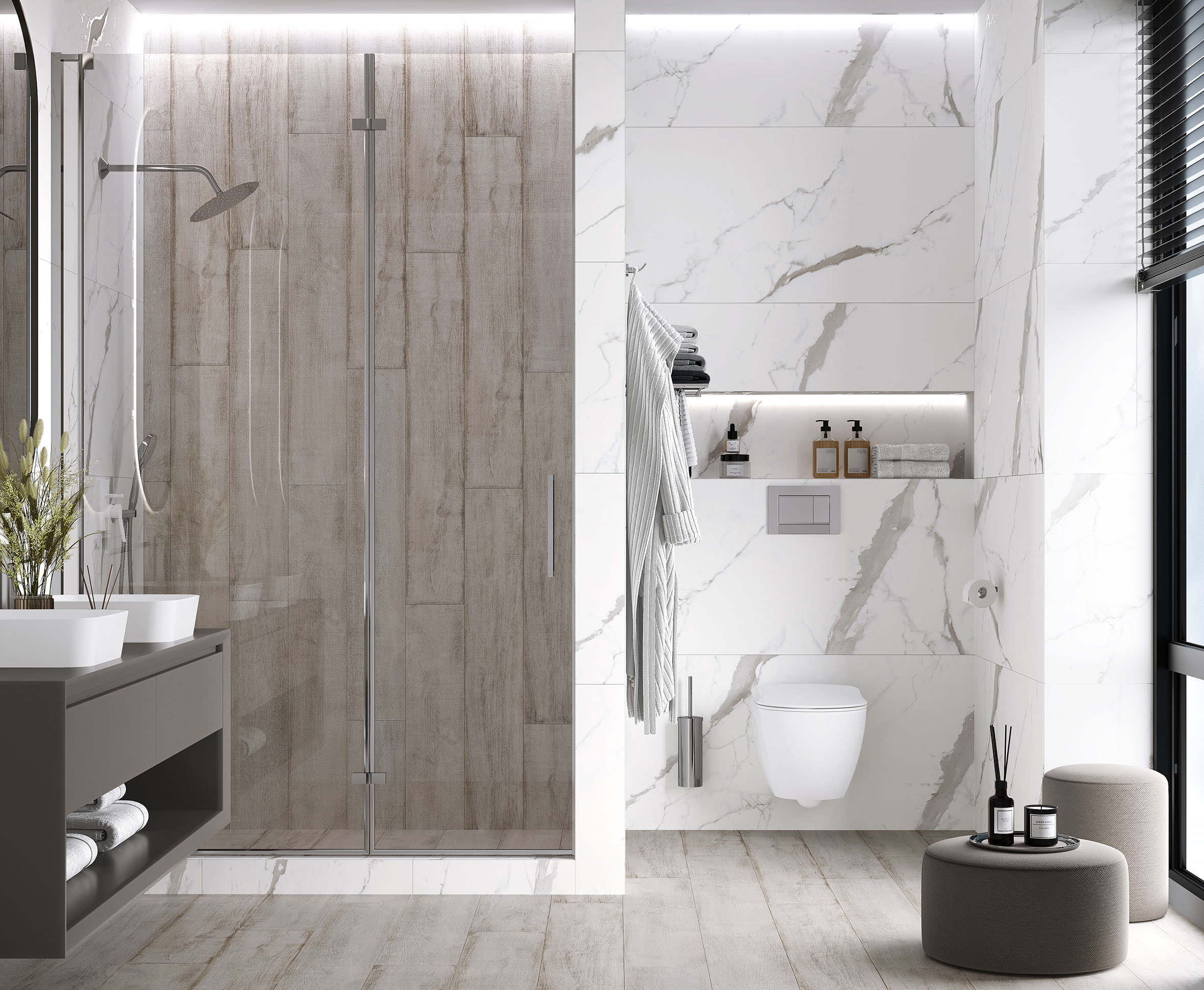 На пол Venatino Grey Белый Сатинированный Карвинг - фото 10