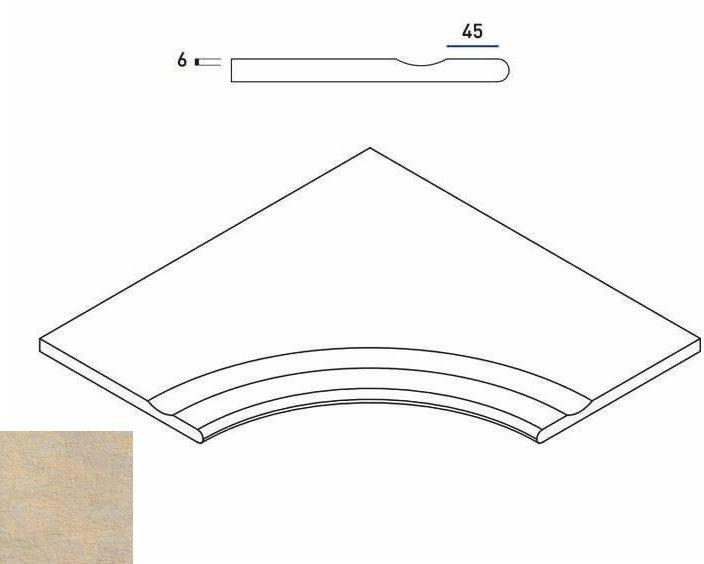 620090000244 Бордюр District X2 Сэнд Бортик 60х60 с Выемкой Угловой Закругленный Натуральный