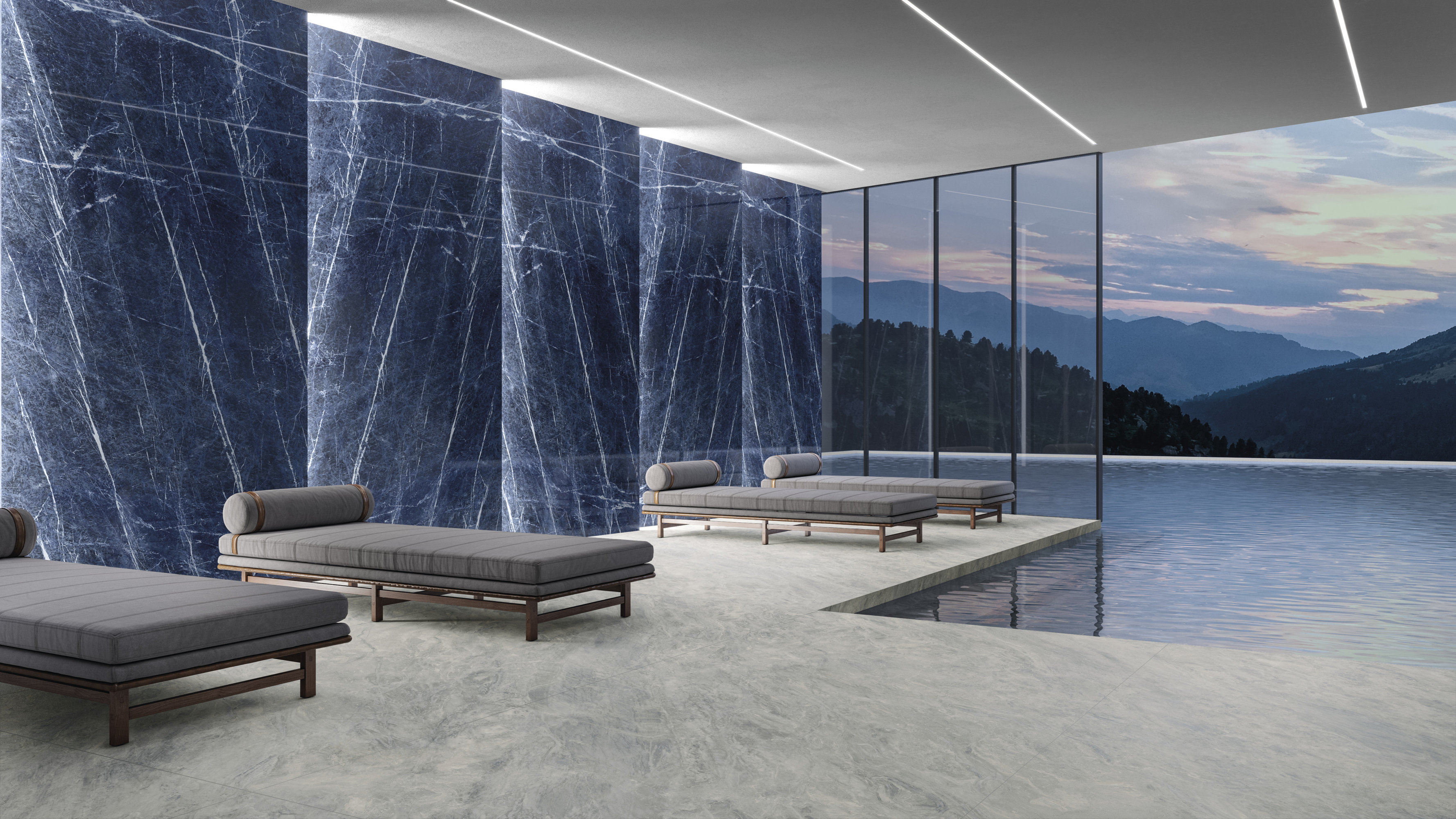 L175562MF6  На пол Marmi Maxfine Brazilian Blue Lucidato 6mm 75x150 - фото 22