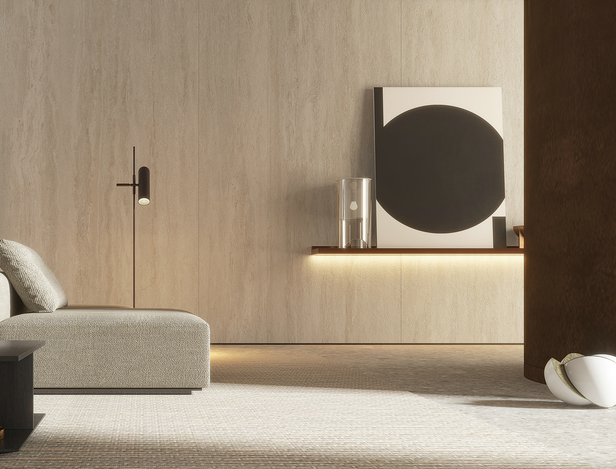 На пол Cave Stone Beige White Спеченный камень 1200x2700x6 - фото 4