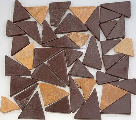 052376 MS-TRI На пол Каменная MIX Мрамор красно-жёлтый треугольный 32x32