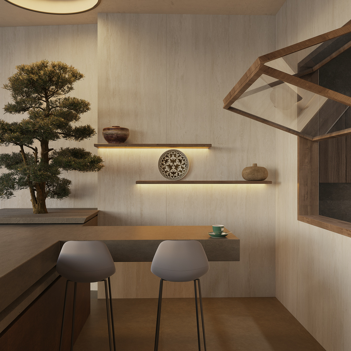 На пол Cave Stone Beige White Спеченный камень 1200x2700x6 - фото 14