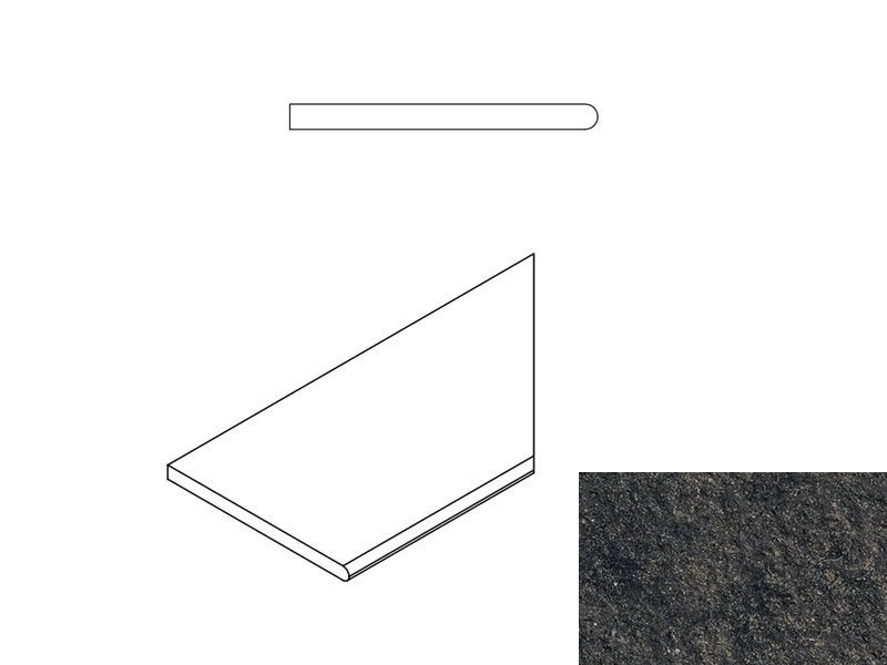 620090000668 Бордюр Room X2 Блэк Бортик 30x60 Закругленный Правый Натуральный