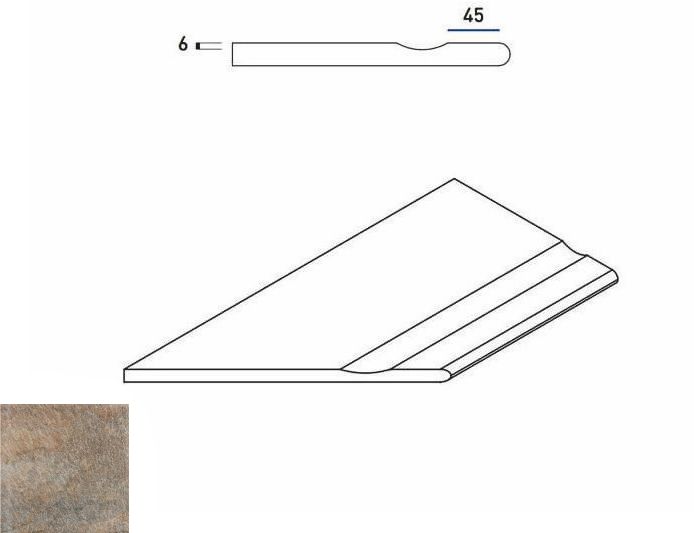 620090000262 Бордюр District X2 Эмеральд Бортик 30x60 с Выемкой Закругленный Левый Натуральный