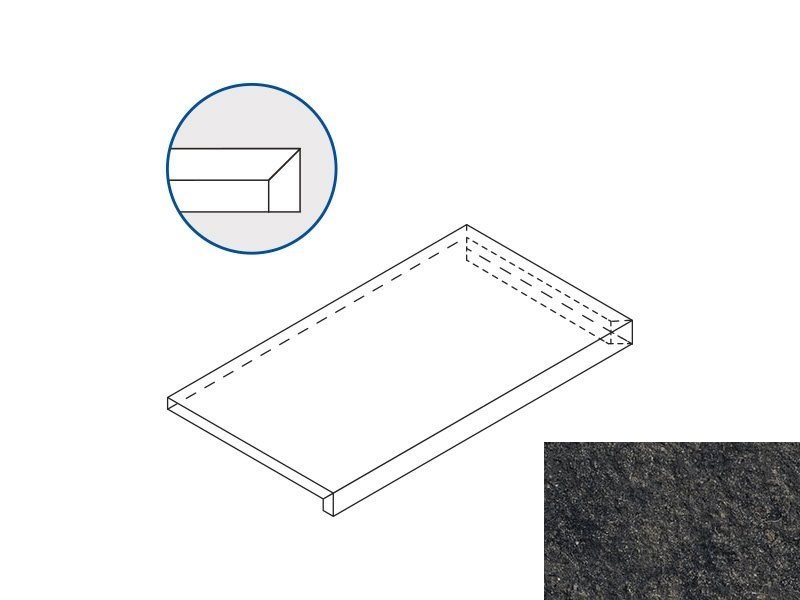 620070001312 Ступень Room X2 Блэк 33x60 Угловая Правая Натуральная