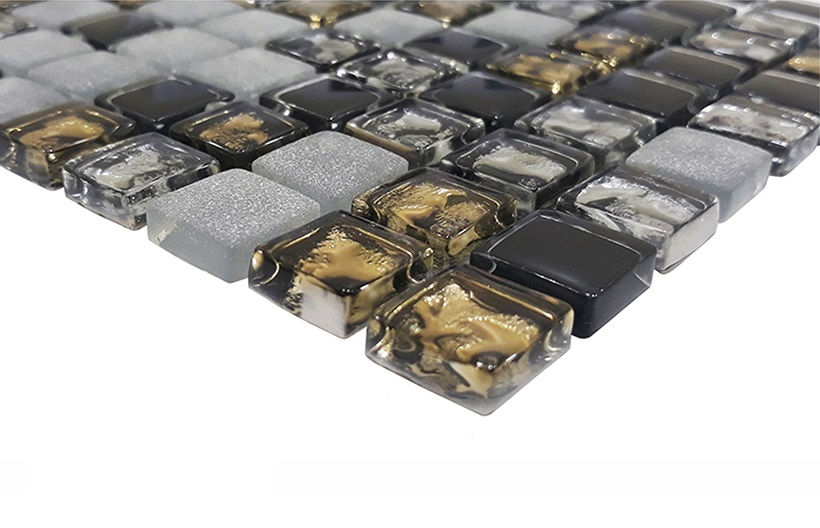 МС 1092 На стену Мозаика стеклянная Шахматка черная. белая 15х15 300х300 - фото 10