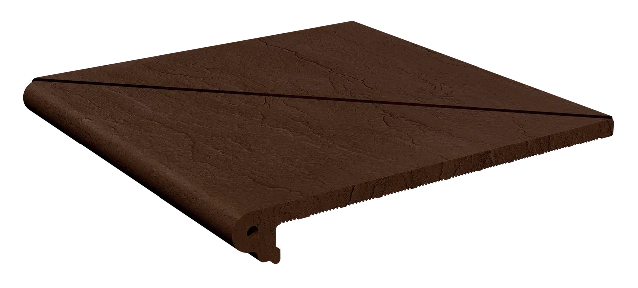 Ступень Natural Угловая (распил из двух половин) Шоколад 330x330x14
