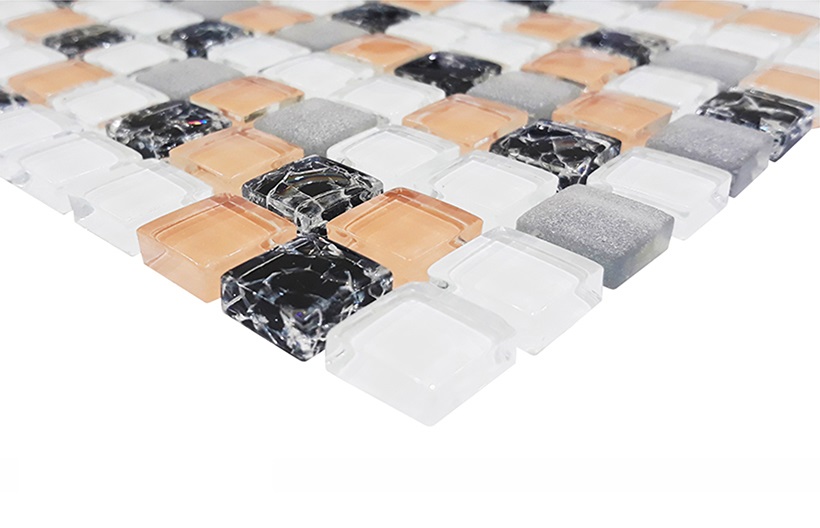 МС 1092 На стену Мозаика стеклянная Шахматка черная. белая 15х15 300х300 - фото 9