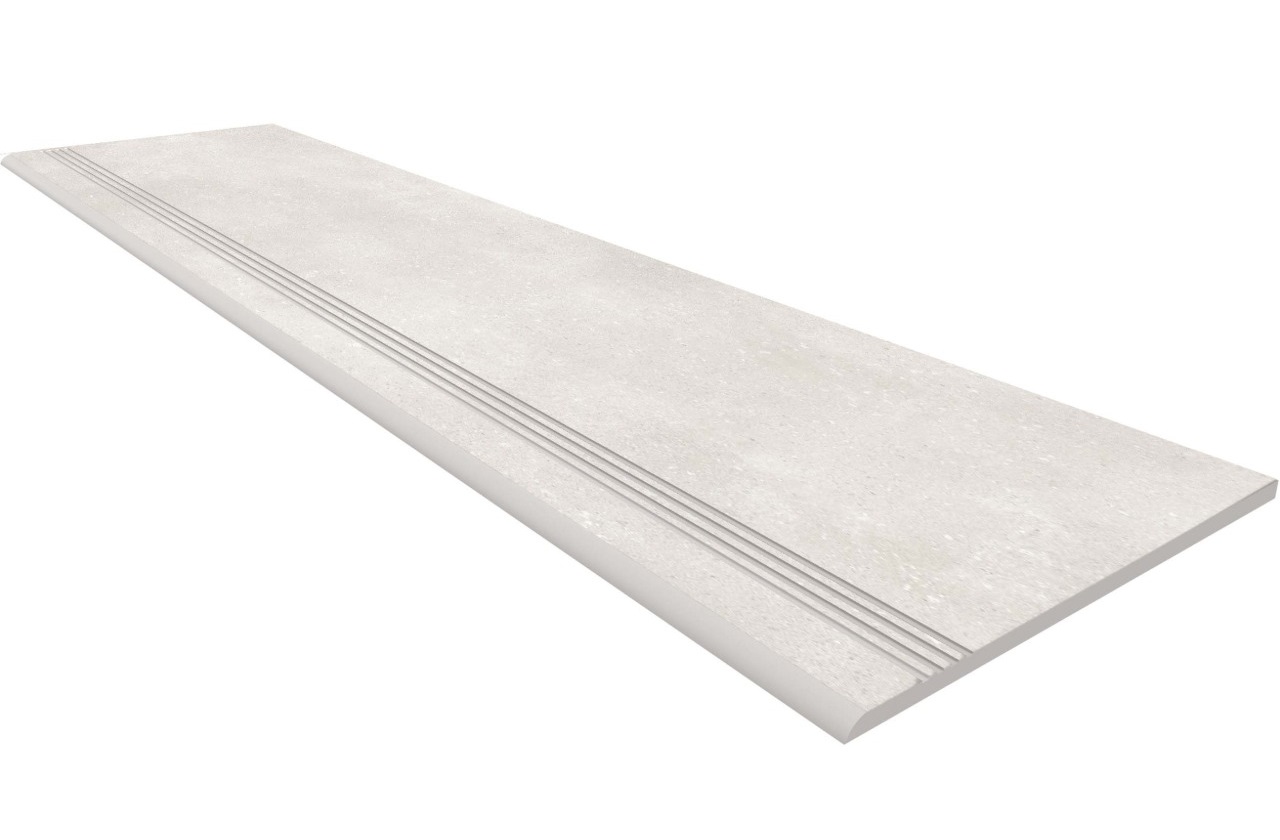 Steptrade/OS00_NS/30x120x9 Ступень Солум OS00 Белый Неполированный с насечками 30x120x9