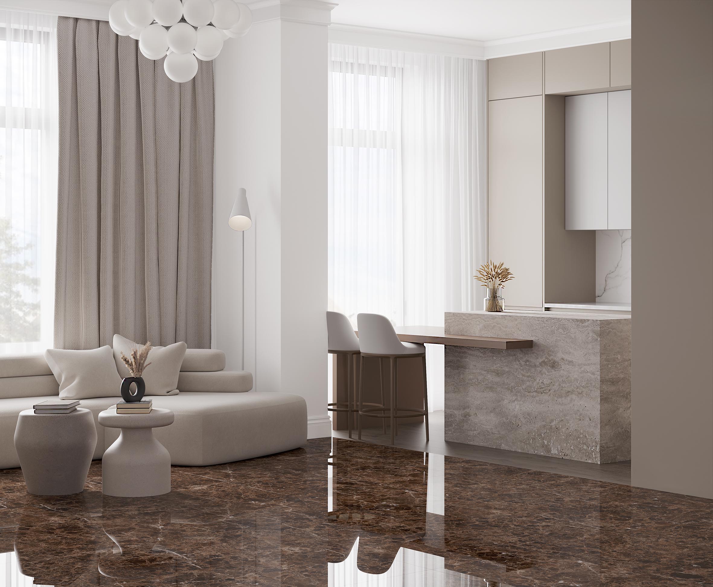 На пол Emperador Brown 60х60 Полированный - фото 19