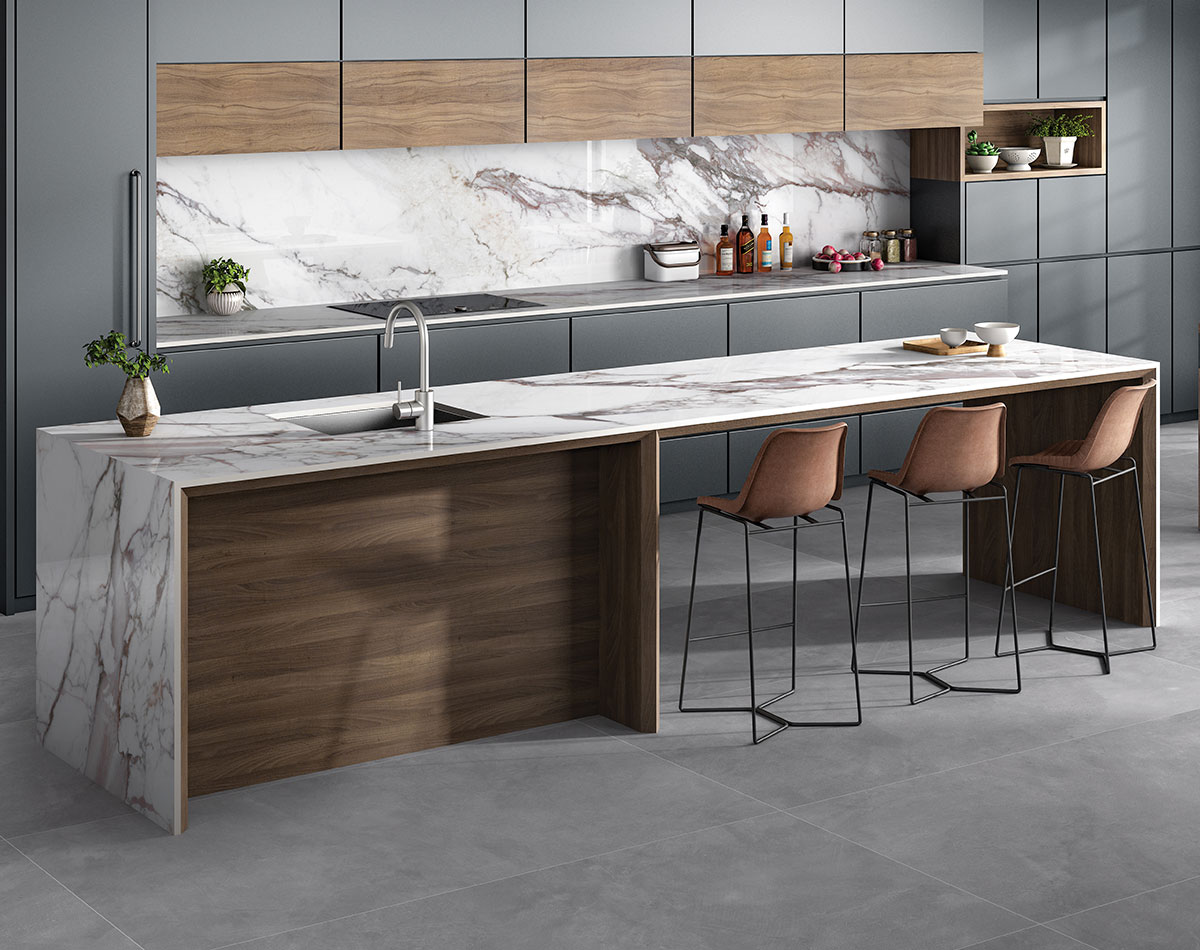 На пол Calacatta Rose High Gloss 120х278х6 - фото 3