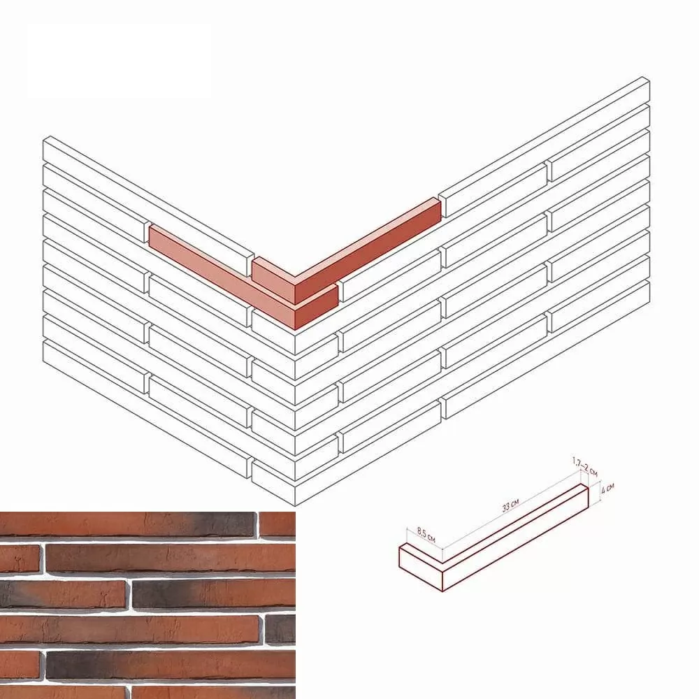 685-75 На стену Дюрен Брик Угол к плоскости 685-70