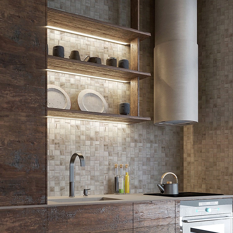 На стену Керамическая мозаика Round midnight blue - фото 9