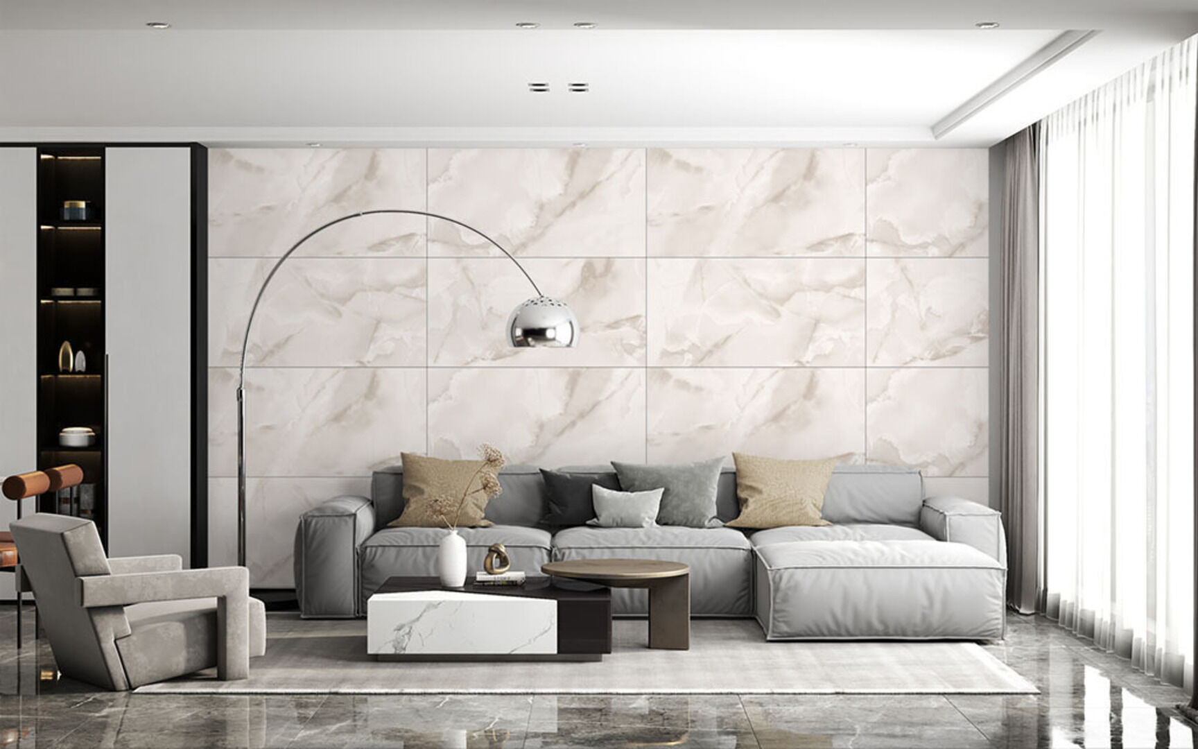 На пол Mercato Onyx Grey Glossy 120x60 - фото 13