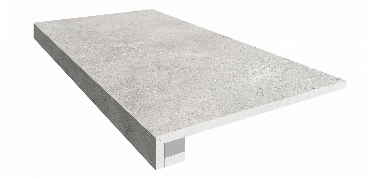 Set/Steptrade/TF01_NS/33x120/S1/Riser/TF01_NS/14,5x120 Ступень Traffic TF01 Grey 120x33 неполированная прямоугол. бортик+Подступенок 14.5x120