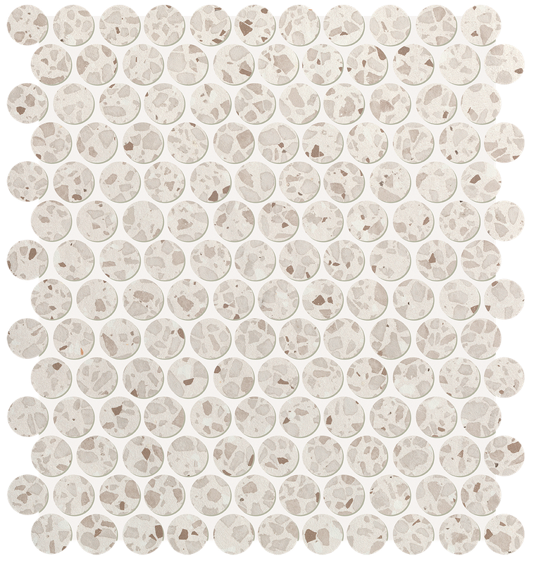 fRO9 На пол Glim Gemme Bianco Round Mosaico Matt 29.5x32.5