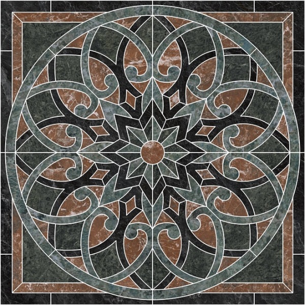 ID110 Декор Риальто Зеленый наборный лаппатированный