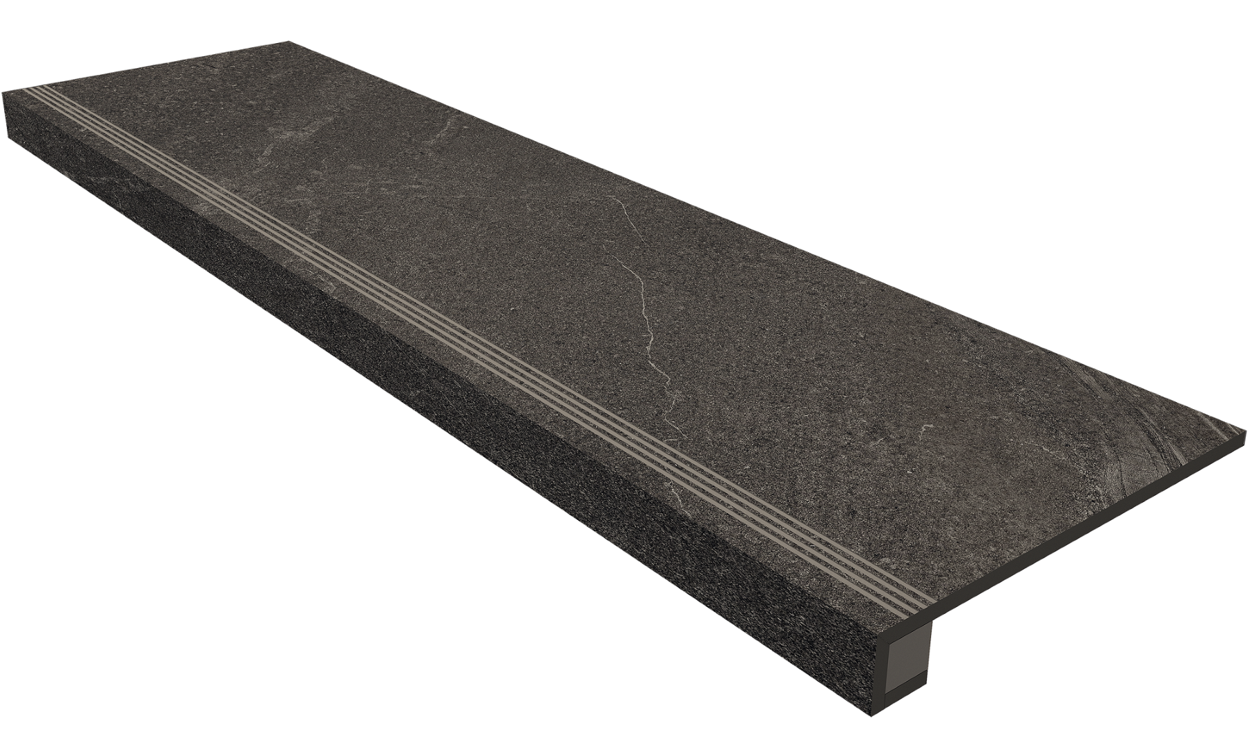 Set/Steptrade/GB03_NS/33x120/S1/Stripe/GB03_NS/14,5x120 Ступень Gabbro GB03 Anthracite неполированная прямоугольный бортик  подступенник 33x120