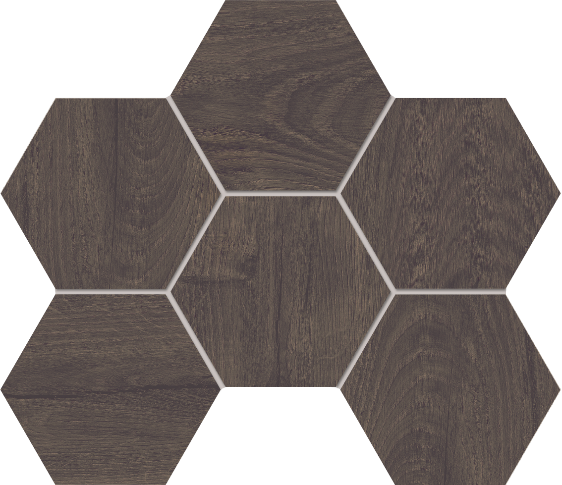 Mosaic/SI04_NS/25x28,5x10/Hexagon Декор Selection SI04 Walnut Hexagon 25x285 Неполированная
