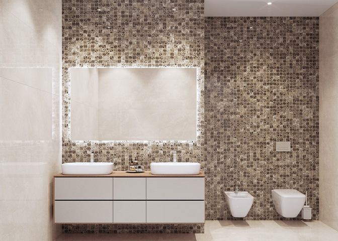 JMST033 На стену Wild Stone мраморная мозаика Crema Marfil Polished 20X20 - фото 8