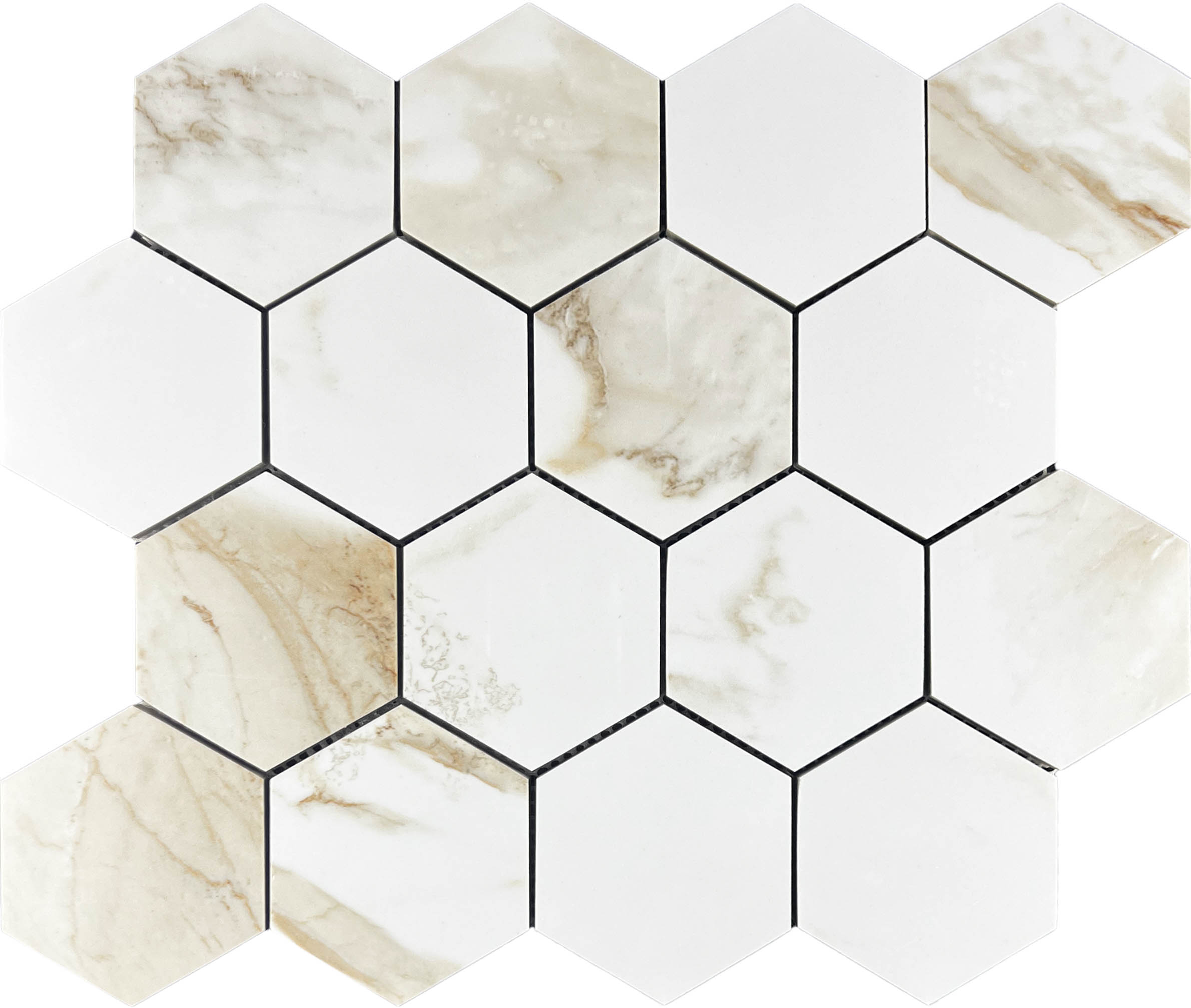 Декор Calacatta Gold Mosaic Paonazzo Hexagone - фото 4