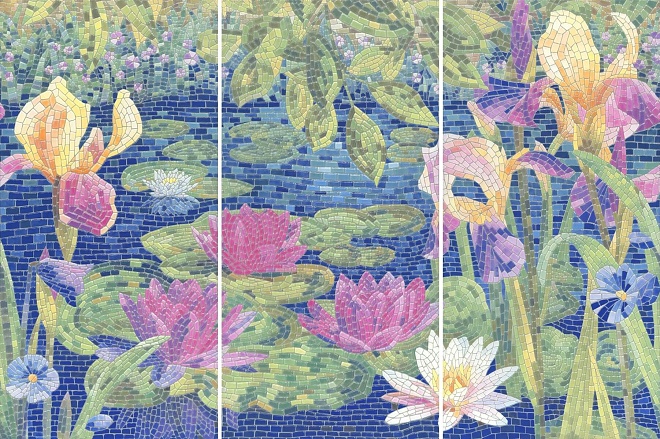 HGD/A94/3x/11000RL Панно Сад Моне Dec. Разноцветный лаппатированный 90х60