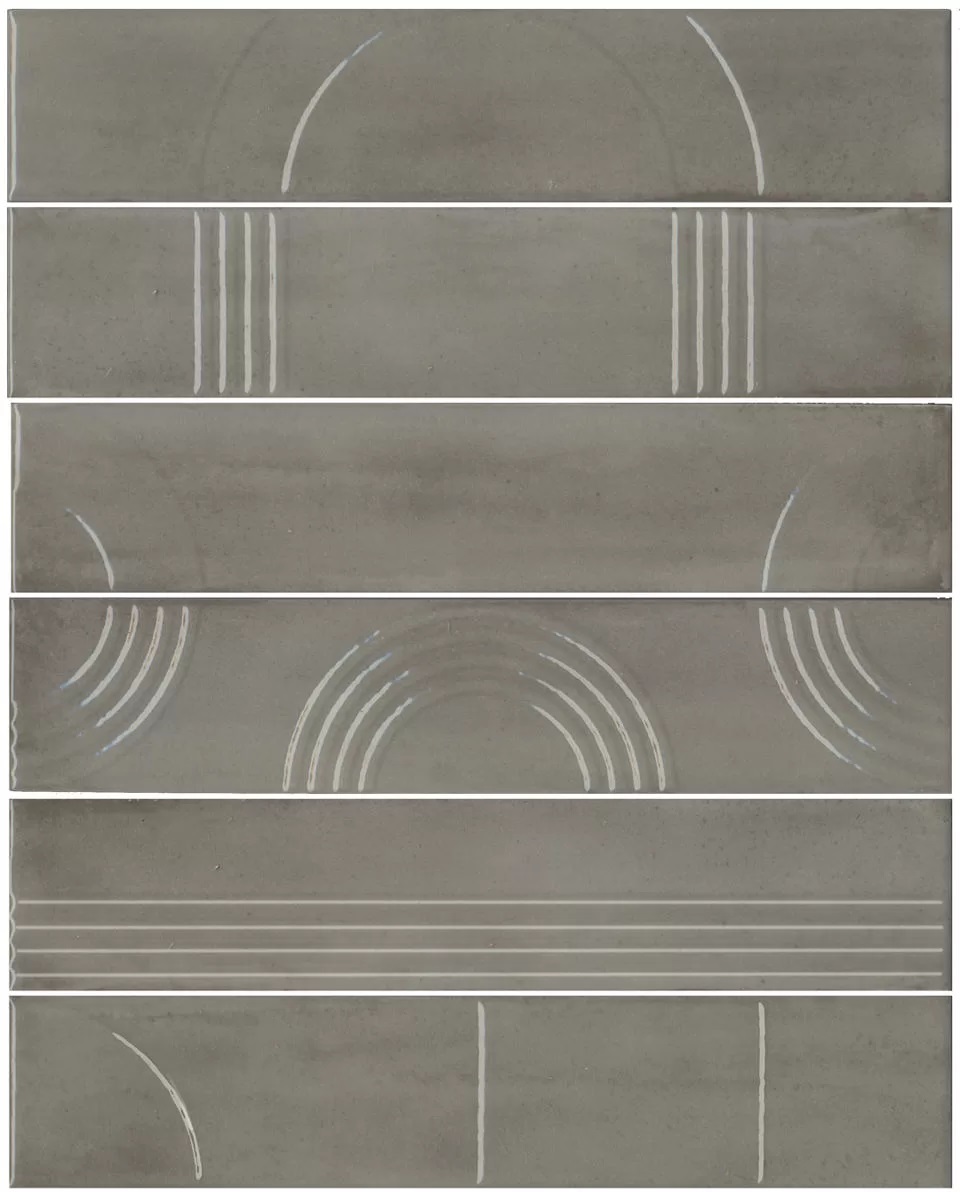 KMP3STA004RN6X Панно Мажорель Серый глянцевый (из 6 частей 6х28.5) 36x28.5x1