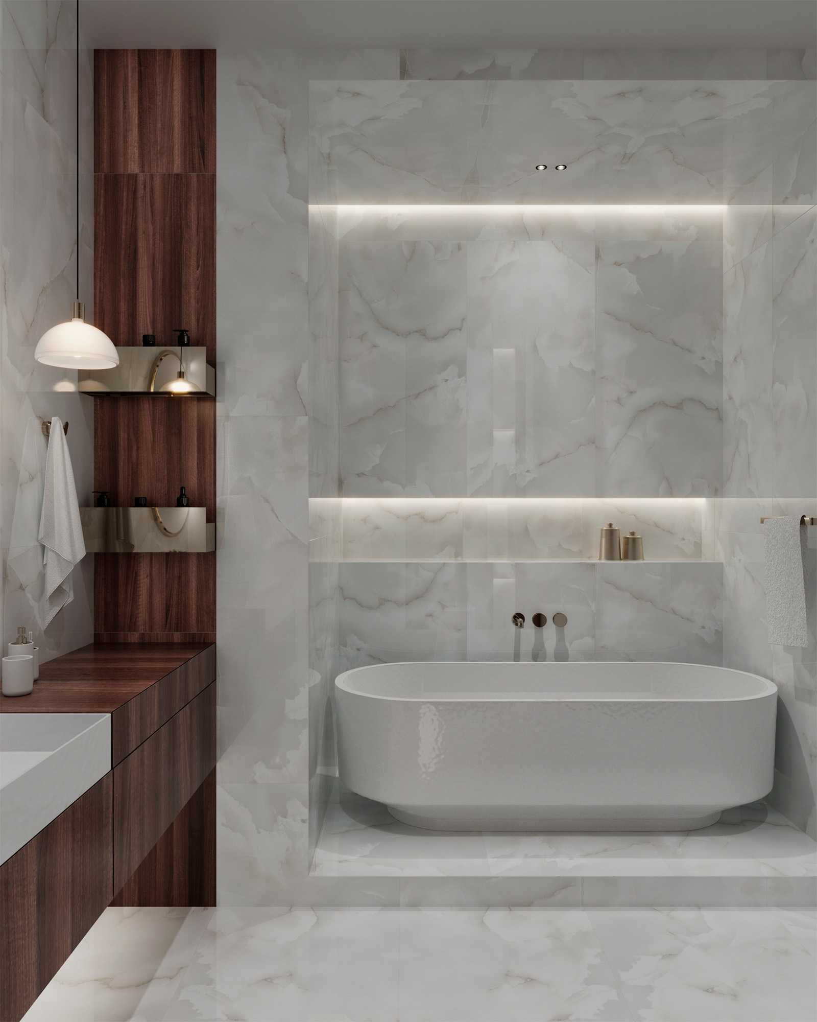 FP1027-A На пол Onyx White Cloud Full Polished 60x120 - фото 7