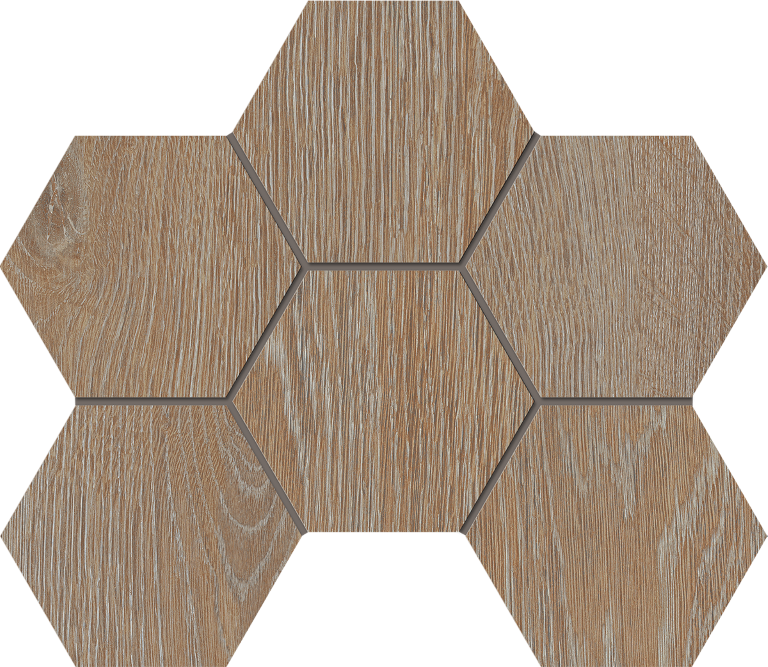 Mosaic/KW01_NR/25x28,5x10/Hexagon Декор Kraft Wood KW01 Rusty Beige Hexagon структурированный 25x28.5