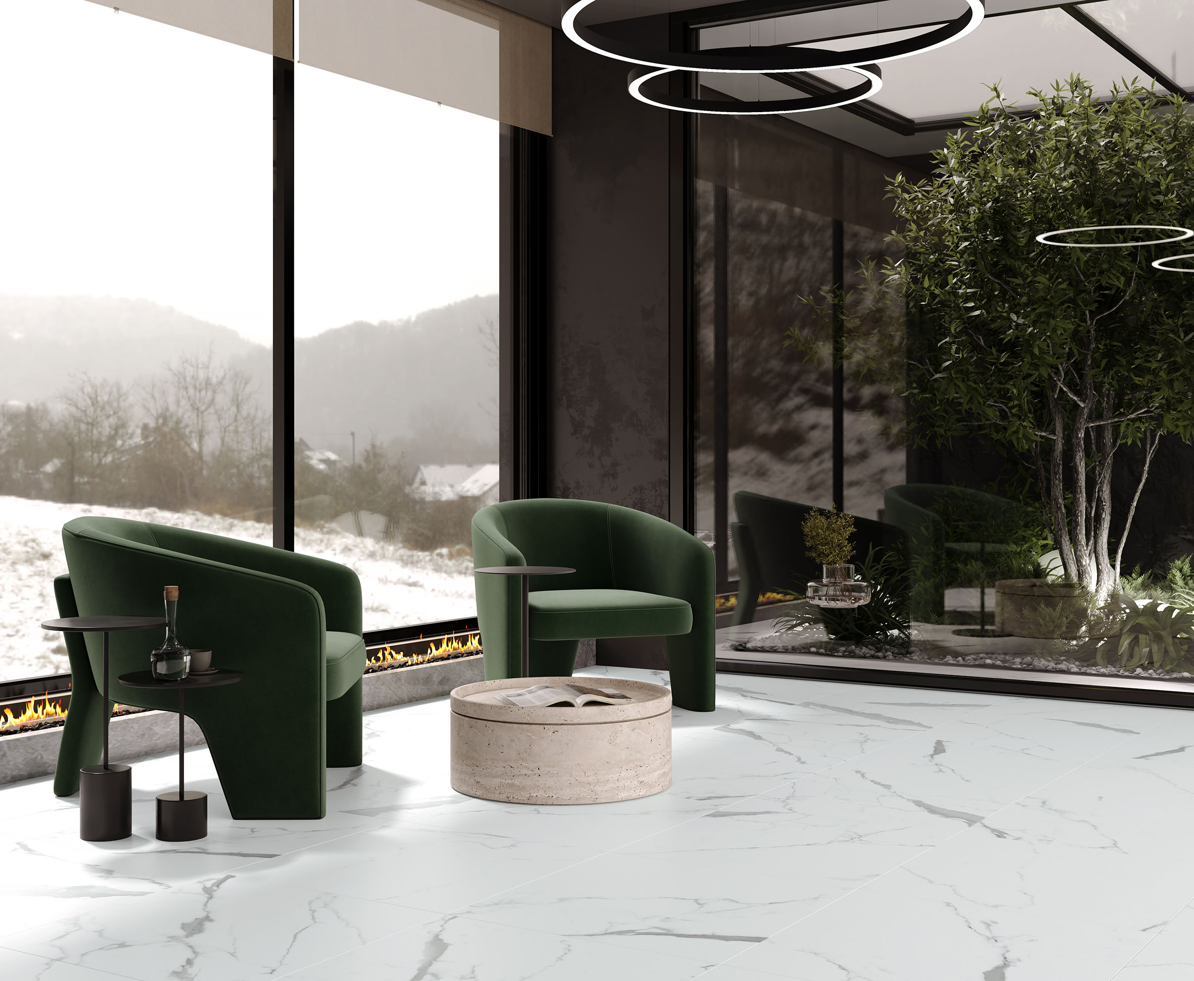 На пол Venatino Grey Белый Сатинированный Карвинг - фото 12