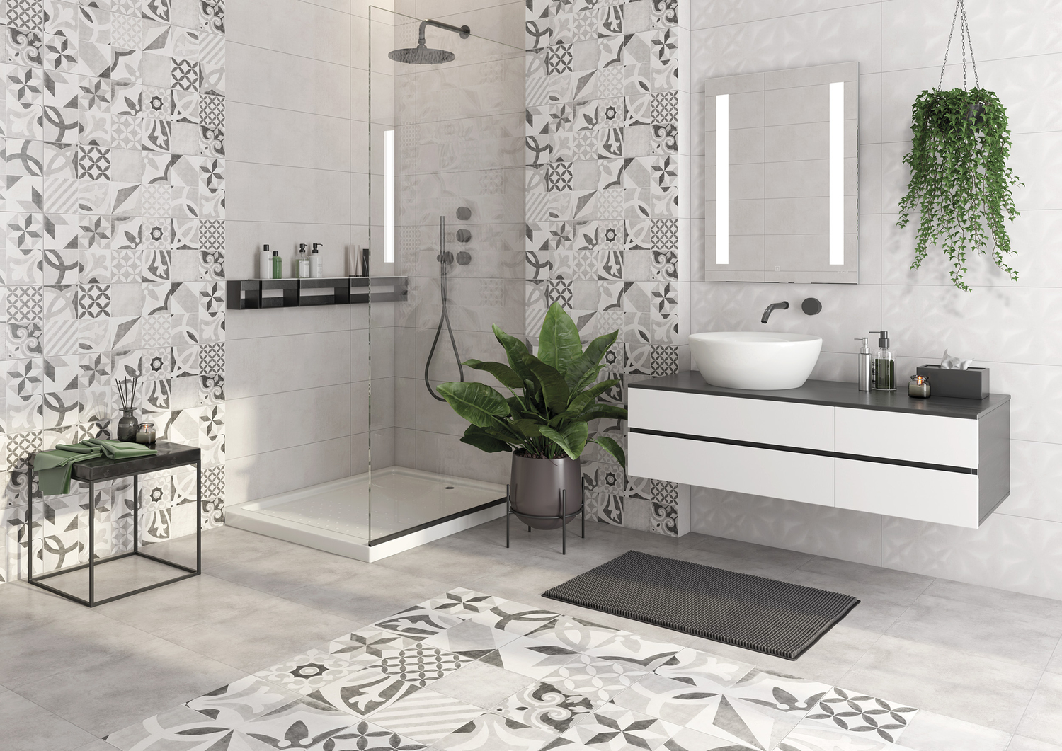 ASU522D-53 На стену Apeks Светло-серая рельеф 25x75 - фото 2