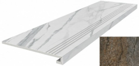 Ступень Сильвер Рут Серая обрезная клееная 33x119.5