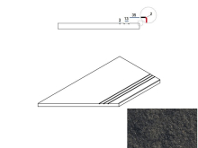 620090000681 Бордюр Room X2 Блэк Бортик Грип Левая 30x60