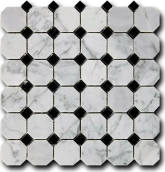 Мозаика Octagon Pattern Bianco+Nero 30.5x30.5