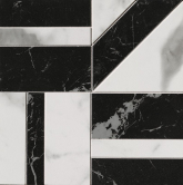 fQKC Декор Roma Gold Pb Carrara Superiore / Nero Elegante Deco Mosaico 30x30