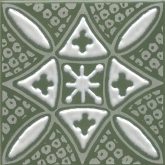 Декор Бахия 2 зелёный глянцевыйx0.7 9.8x9.8