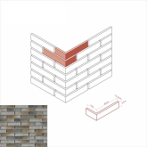 Искусственный камень Бергамо Брик 370-85 угловой 20.5x4.9