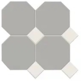 Керамогранит Йорк Октагон серый / Квадрат белый на сетке 30.5x30.5