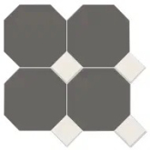 Керамогранит Йорк Октагон темно-серый / Квадрат белый на сетке 30.5x30.5