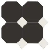 Керамогранит Йорк Октагон черный / Квадрат белый на сетке 30.5x30.5