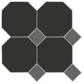 Керамогранит Йорк Октагон черный / Квадрат темно-серый на сетке 30.5x30.5