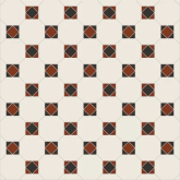 Керамогранит Арундель Октагон белый / Квадрат красный-черный / Треугольник черный-красный на сетке 32x32