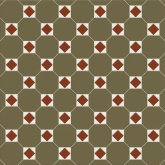 Керамогранит Арундель Октагон зеленый / Квадрат красный / Треугольник белый на сетке 32x32