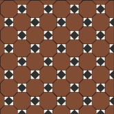 Керамогранит Арундель Октагон красный / Квадрат черный / Треугольник белый на сетке 32x32