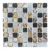 Мозаика Мозаика стеклянная Черная. серая. золото. платина 15х15 30x30