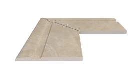 Бордюр Serapool Terrace Antislips Natural Series Угол фарфорового поручня наружный 90 Pool Garden Beige 25x50