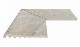Бордюр Serapool Terrace Antislips Natural Series Угол фарфорового плоского поручня наружный Beige Stone 25x50